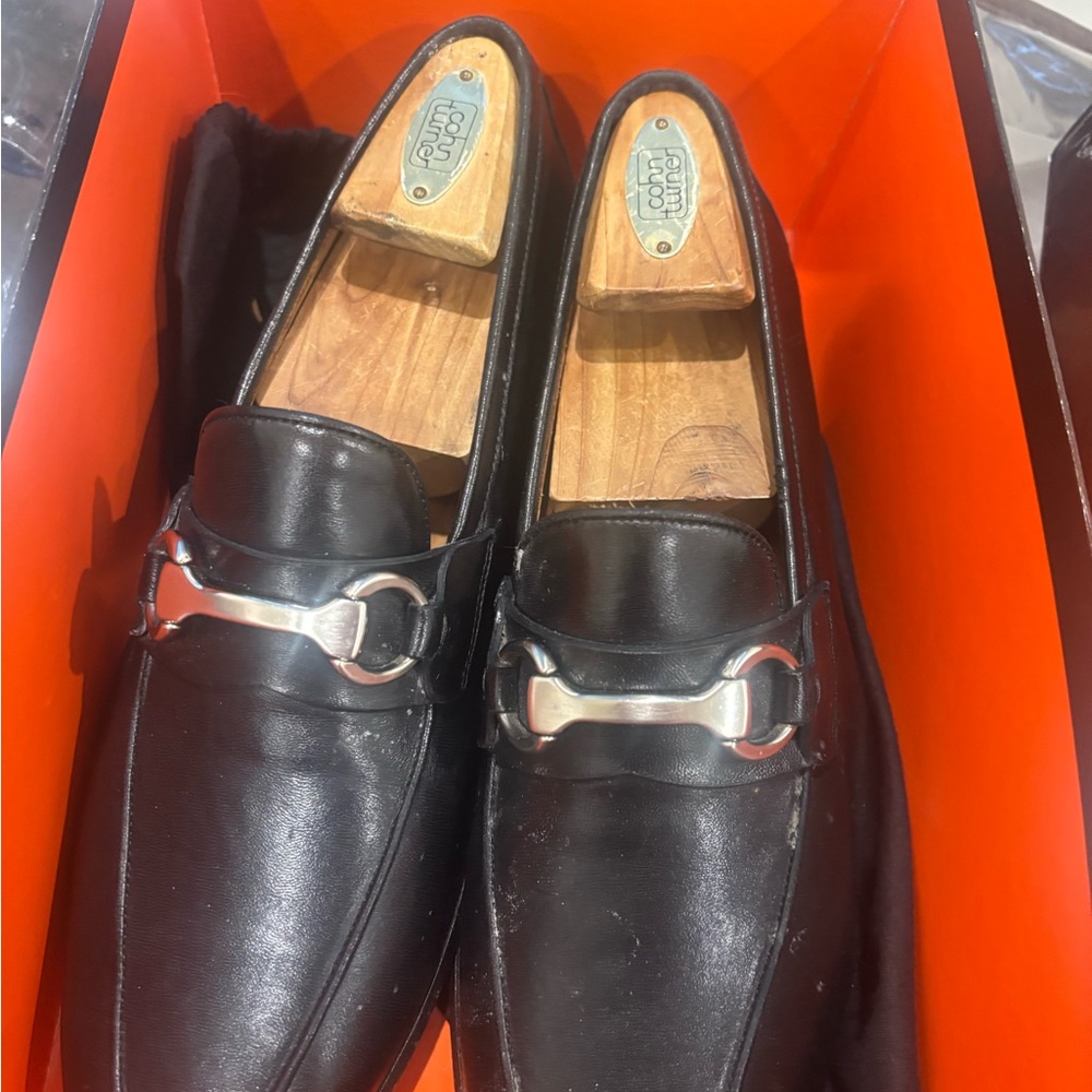 Magnanni luxury brand  -  Black Horsebit Leather Loafers paid $380